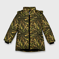 Зимняя куртка для девочки Милитари горошек разноцветный