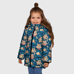 Куртка зимняя для девочки Совушки в ночи, цвет: 3D-светло-серый — фото 2