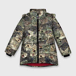 Куртка зимняя для девочки Мануловый камуфляж, цвет: 3D-красный