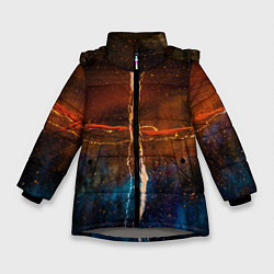 Куртка зимняя для девочки Тени, блёстки и краски во тьме, цвет: 3D-светло-серый