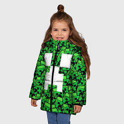 Куртка зимняя для девочки Головы криперов - Майнкрафт, цвет: 3D-светло-серый — фото 2