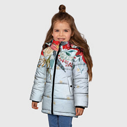 Куртка зимняя для девочки Новогодний букет из роз, цвет: 3D-светло-серый — фото 2