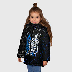 Куртка зимняя для девочки Атака титанов брызги, цвет: 3D-черный — фото 2