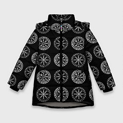 Куртка зимняя для девочки Vegvisir and Aegishjalmur Helm of Awe Black, цвет: 3D-светло-серый