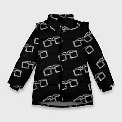 Куртка зимняя для девочки Модные очки черно-белый узор, цвет: 3D-светло-серый