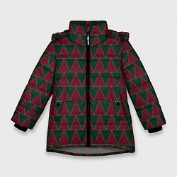 Зимняя куртка для девочки Красные и зеленые треугольники