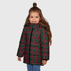 Куртка зимняя для девочки Красные и зеленые треугольники, цвет: 3D-светло-серый — фото 2