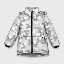Куртка зимняя для девочки Камуфляж цифра светло-серый крупный, цвет: 3D-светло-серый