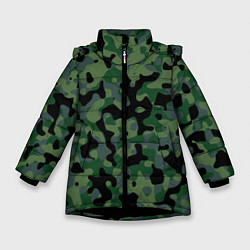 Куртка зимняя для девочки Камуфляж WW2 Tropics Verdant, цвет: 3D-черный