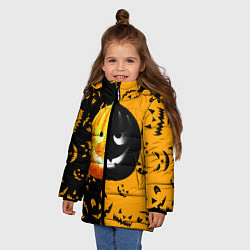 Куртка зимняя для девочки Тыква на Хэллоуин, цвет: 3D-светло-серый — фото 2