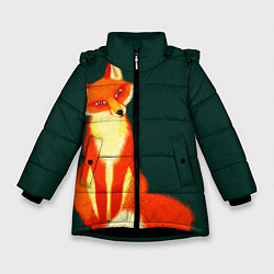 Куртка зимняя для девочки Лиса, цвет: 3D-черный