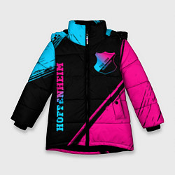 Куртка зимняя для девочки Hoffenheim - neon gradient: надпись, символ, цвет: 3D-черный