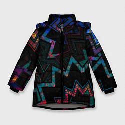 Куртка зимняя для девочки Этнический Узор, цвет: 3D-светло-серый