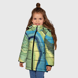 Куртка зимняя для девочки Сине-зеленый агат, цвет: 3D-светло-серый — фото 2