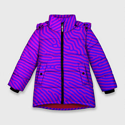 Куртка зимняя для девочки Фиолетовые линии, цвет: 3D-красный