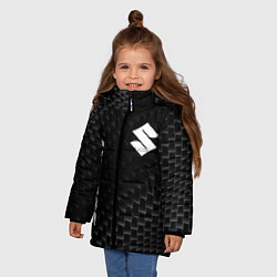 Куртка зимняя для девочки Suzuki карбоновый фон, цвет: 3D-черный — фото 2