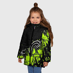 Куртка зимняя для девочки Яркое граффити на черной стене, цвет: 3D-черный — фото 2