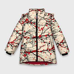 Куртка зимняя для девочки Sakura flowers, цвет: 3D-красный