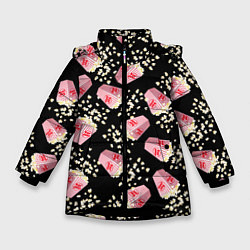 Куртка зимняя для девочки Попкорн, цвет: 3D-черный