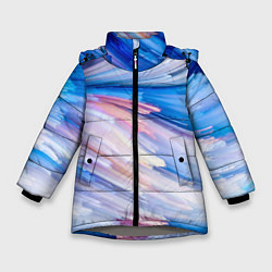 Куртка зимняя для девочки Красочные линии, цвет: 3D-светло-серый
