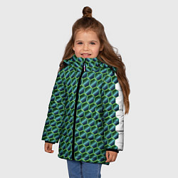 Куртка зимняя для девочки Шестиугольная Сетка, цвет: 3D-черный — фото 2