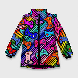 Зимняя куртка для девочки Многоцветные полоски с джойстиками