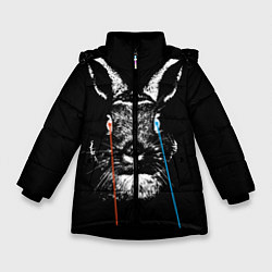 Куртка зимняя для девочки Черный кролик стреляет лазерами из глаз, цвет: 3D-черный