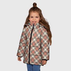 Куртка зимняя для девочки Оранжевая клетка, цвет: 3D-светло-серый — фото 2