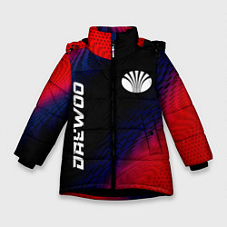 Куртка зимняя для девочки Daewoo красный карбон, цвет: 3D-черный