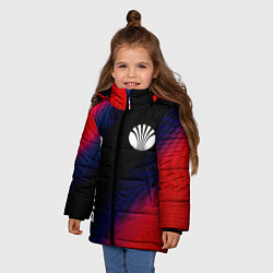 Куртка зимняя для девочки Daewoo красный карбон, цвет: 3D-черный — фото 2