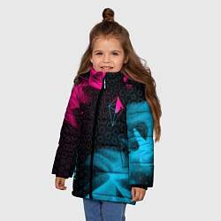 Куртка зимняя для девочки No Mans Sky - neon gradient: надпись, символ, цвет: 3D-черный — фото 2