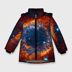 Куртка зимняя для девочки Космическое галактическое око, цвет: 3D-светло-серый