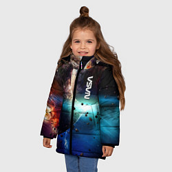 Куртка зимняя для девочки За секунду до столкновения планеты с космическим о, цвет: 3D-светло-серый — фото 2