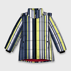 Куртка зимняя для девочки Абстрактные разноцветные линии, цвет: 3D-красный