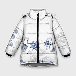 Зимняя куртка для девочки Новогодние Снежинки - Белый