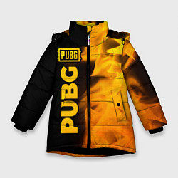 Куртка зимняя для девочки PUBG - gold gradient: по-вертикали, цвет: 3D-черный