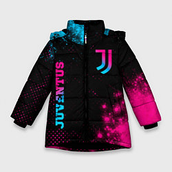 Зимняя куртка для девочки Juventus - neon gradient: надпись, символ