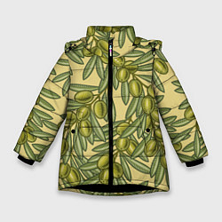 Зимняя куртка для девочки Винтажные ветви оливок
