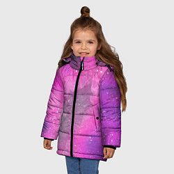 Куртка зимняя для девочки Розово-сиреневый дым, цвет: 3D-черный — фото 2