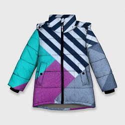 Куртка зимняя для девочки Разнообразные абстрактные паттерны, цвет: 3D-светло-серый