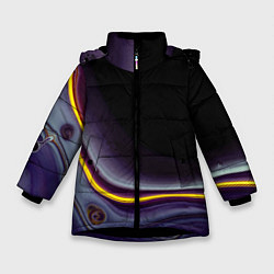 Куртка зимняя для девочки Фиолетовые краски во тьме, цвет: 3D-черный