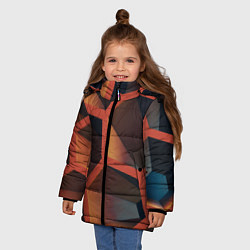 Куртка зимняя для девочки Абстрактные шестигранные фигуры, цвет: 3D-светло-серый — фото 2