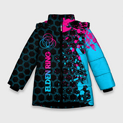 Куртка зимняя для девочки Elden Ring - neon gradient: по-вертикали, цвет: 3D-черный