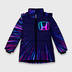 Куртка зимняя для девочки Honda neon speed lines, цвет: 3D-черный