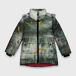 Зимняя куртка для девочки Абстрактный силуэт дома и краски на поверхности