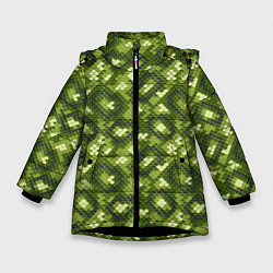 Куртка зимняя для девочки Милитари Чешуя, цвет: 3D-черный