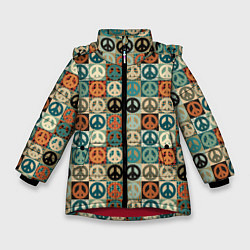 Куртка зимняя для девочки Peace symbol pattern, цвет: 3D-красный