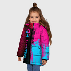 Куртка зимняя для девочки Fallout - neon gradient: по-вертикали, цвет: 3D-черный — фото 2