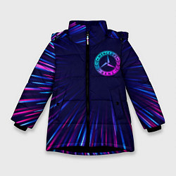 Куртка зимняя для девочки Mercedes neon speed lines, цвет: 3D-черный
