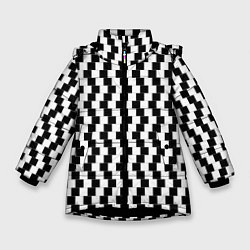 Куртка зимняя для девочки Оптическая иллюзия ровности полос, цвет: 3D-черный